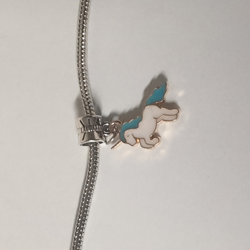 Blue And White Unicorn Dangle Charm for Pandora Style‎ Bracelet